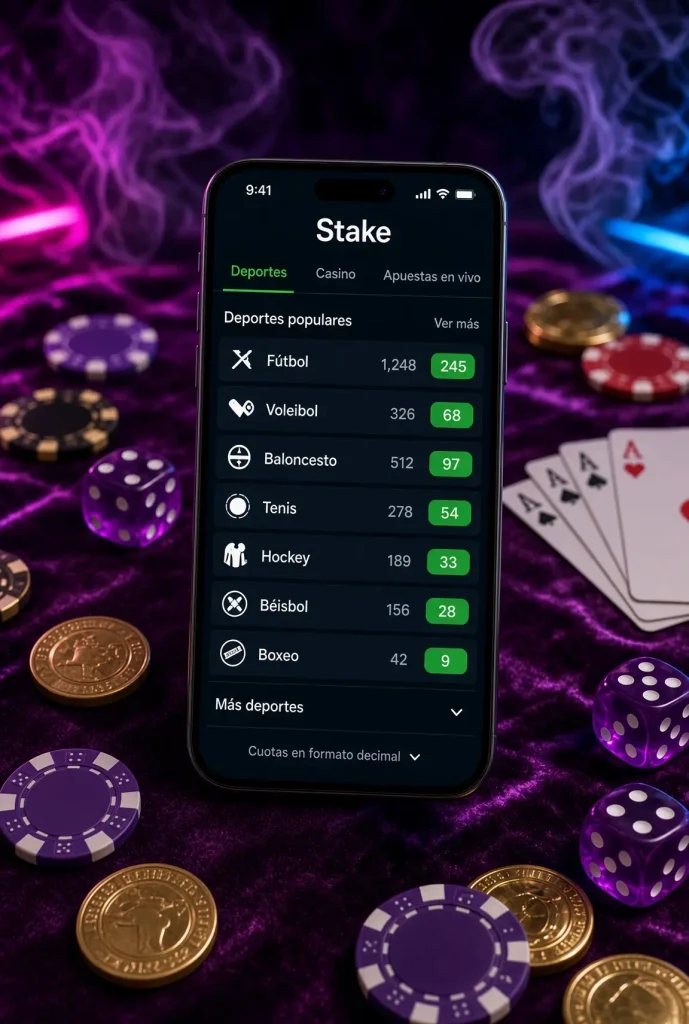 Teléfono con categorías de apuestas